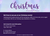 Christmas Carol Service Invitation Cards (A6) - Purple design