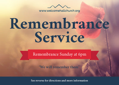 Remembrance Day Service Invitation Cards (A6)